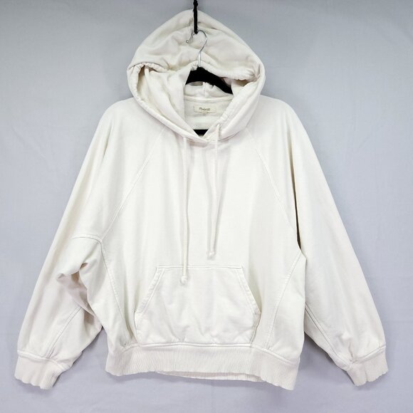 Madewell Sweaters - Madewell Hooded Cocoon Sweatshirt Size Large Relaxed Dolman Sleeve Ivory